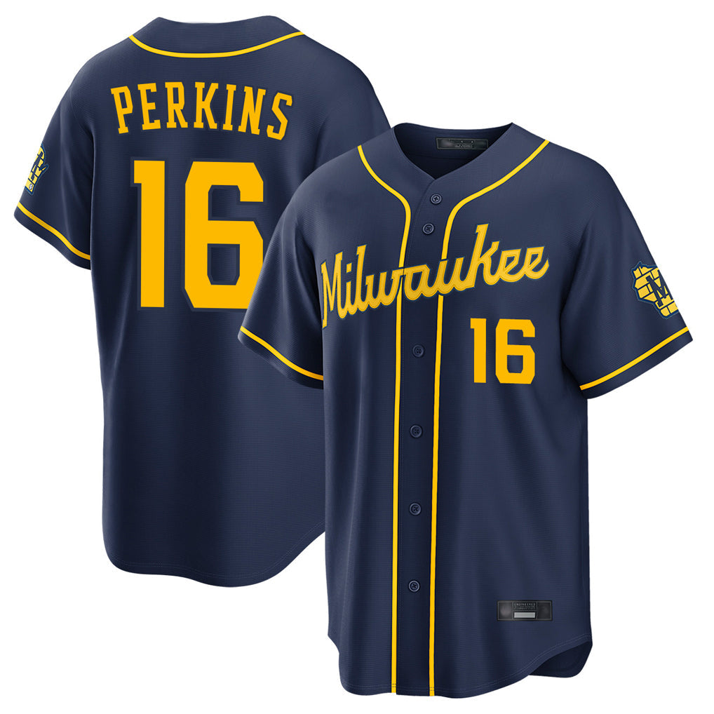 Choea M.Brewers #16 Blake Perkins Player Navy Home Stadium Game Stitched Jerseys