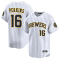 Choea M.Brewers #16 Blake Perkins Player White Stripes Home Limited Game Stitched Jerseys