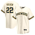Choea M.Brewers #22 Christian Yelich Player Cream Home Game Stitched Jerseys