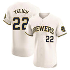 Choea M.Brewers #22 Christian Yelich Player Cream Home Limited Elite Stitched Jerseys