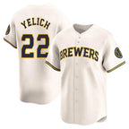 Choea M.Brewers #22 Christian Yelich Player Cream Home Limited Game Stitched Jerseys