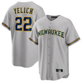 Choea M.Brewers #22 Christian Yelich Player Gray Home Game Stitched Jerseys