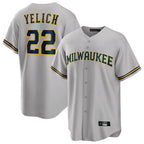 Choea M.Brewers #22 Christian Yelich Player Gray Home Game Stitched Jerseys