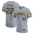 Choea M.Brewers #22 Christian Yelich Player Gray Home Limited Elite Stitched Jerseys
