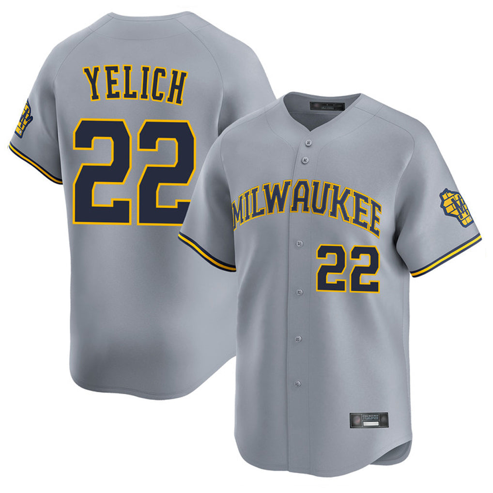 Choea M.Brewers #22 Christian Yelich Player Gray Home Limited Stitched Jerseys