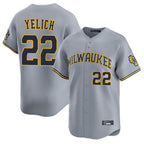 Choea M.Brewers #22 Christian Yelich Player Gray Home Limited Stitched Jerseys