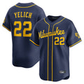 Choea M.Brewers #22 Christian Yelich Player Navy Home Limited Stitched Jerseys