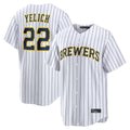 Choea M.Brewers #22 Christian Yelich Player White Stripes Home Limited Stitched Jerseys
