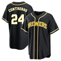Choea M.Brewers #24 William Contreras Player Black Fashion Out Home Game Stitched Jerseys