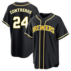 Choea M.Brewers #24 William Contreras Player Black Fashion Out Home Game Stitched Jerseys