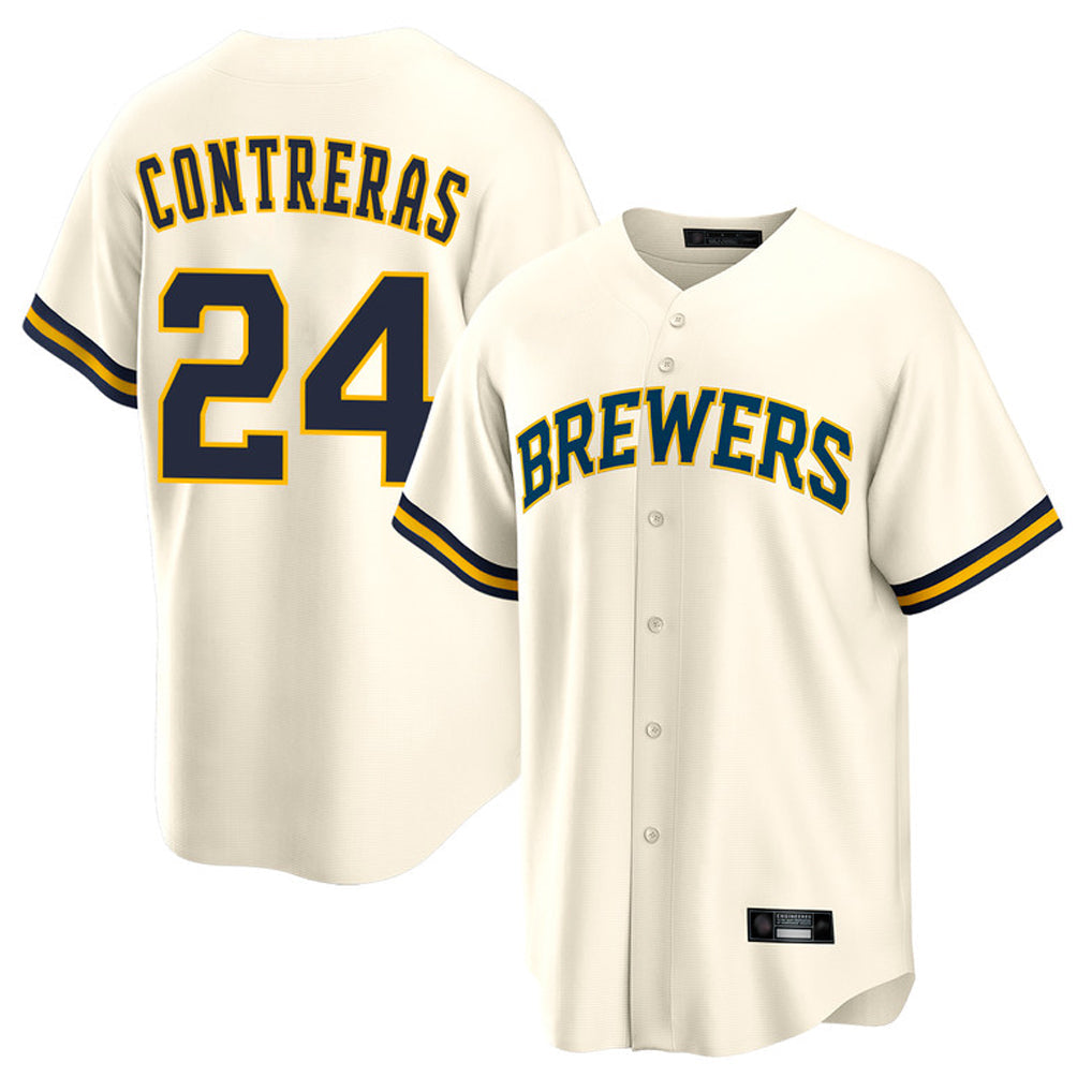 Choea M.Brewers #24 William Contreras Player Cream Home Game Stitched Jerseys