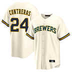 Choea M.Brewers #24 William Contreras Player Cream Home Game Stitched Jerseys
