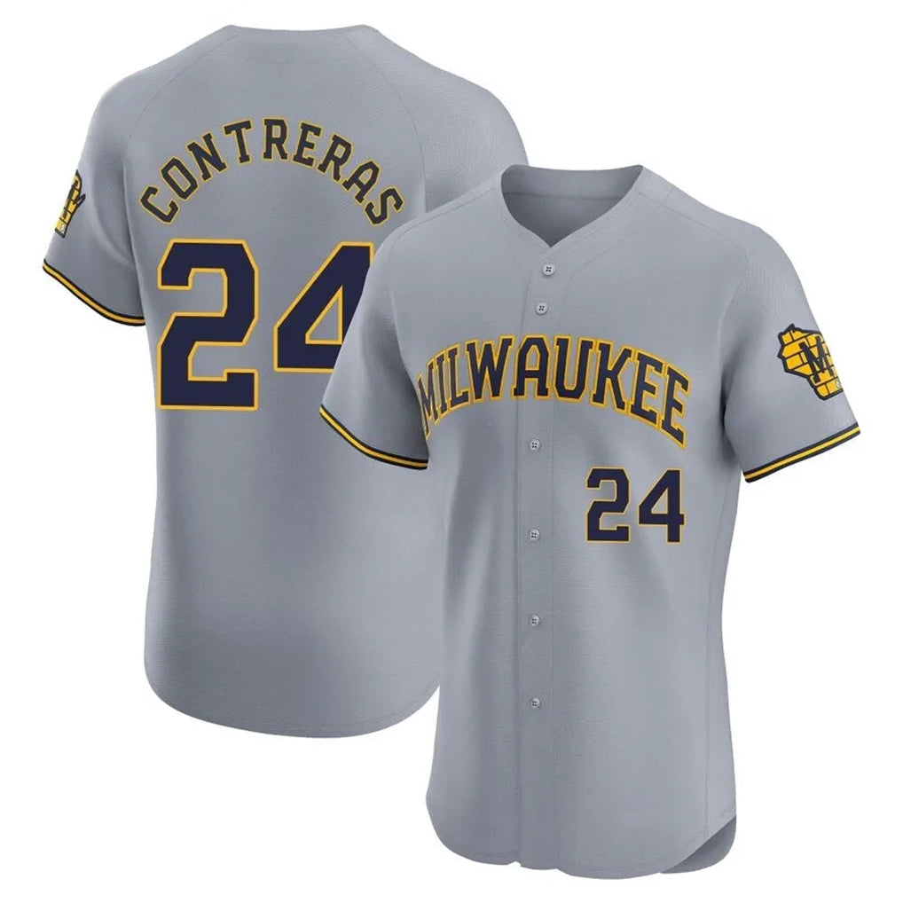 Choea M.Brewers #24 William Contreras Player Gray Home Limited Elite Stitched Jerseys