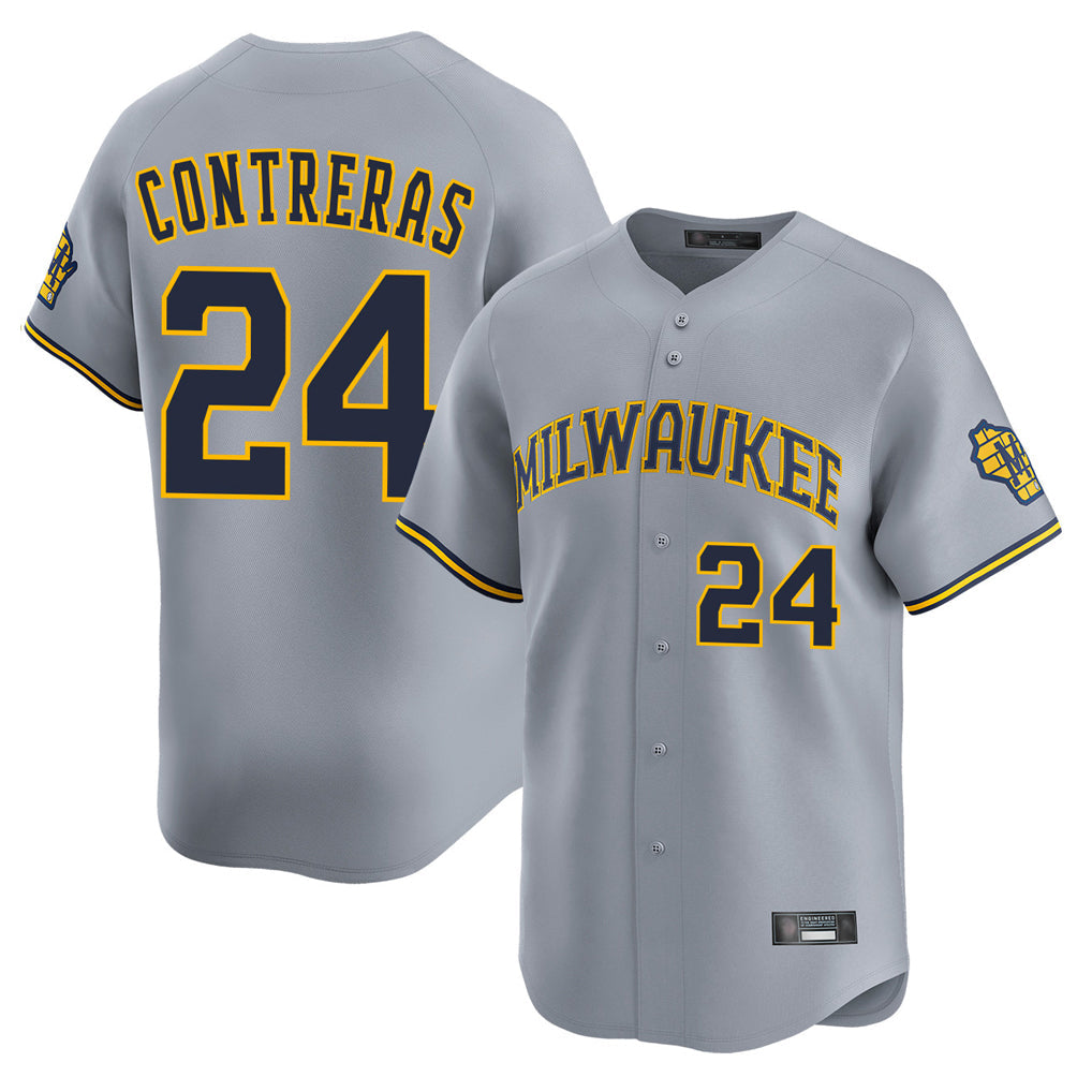 Choea M.Brewers #24 William Contreras Player Gray Home Limited Stitched Jerseys