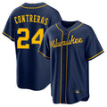 Choea M.Brewers #24 William Contreras Player Navy Home Game Stitched Jerseys