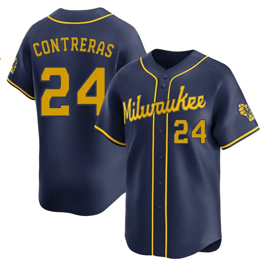 Choea M.Brewers #24 William Contreras Player Navy Home Limited Stitched Jerseys