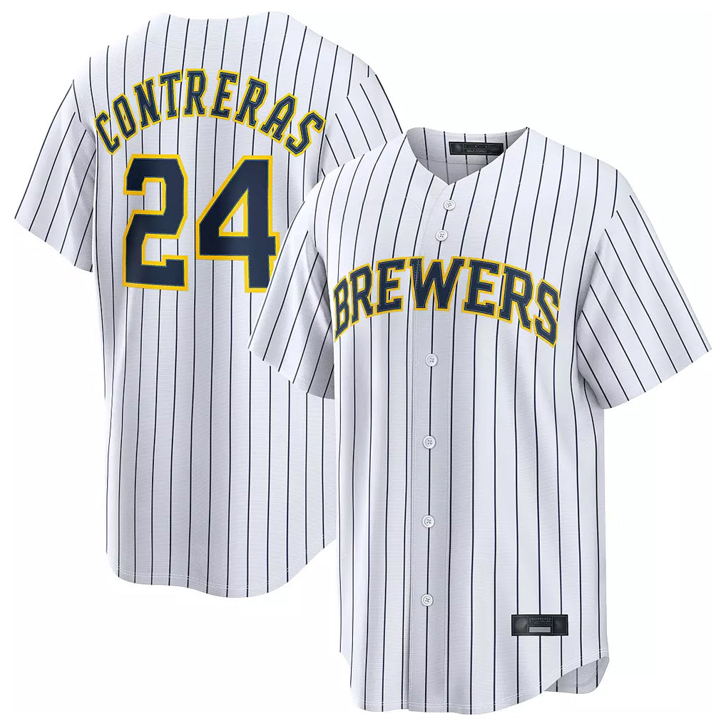Choea M.Brewers #24 William Contreras Player White Stripes Home Limited Stitched Jerseys
