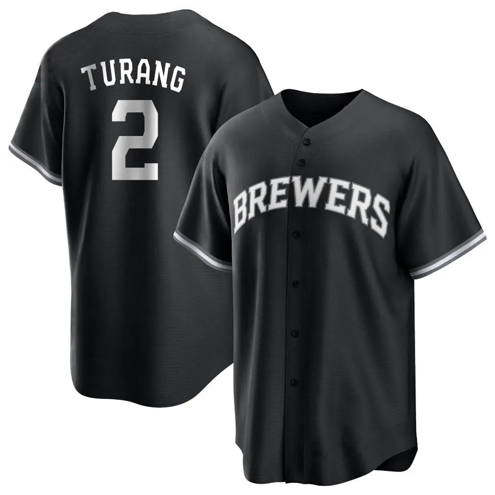 Choea M.Brewers #2 Brice Turang Player Black Game Home Stitched Jerseys