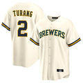 Choea M.Brewers #2 Brice Turang Player Cream Home Game Stitched Jerseys