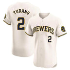 Choea M.Brewers #2 Brice Turang Player Cream Home Limited Elite Stitched Jerseys