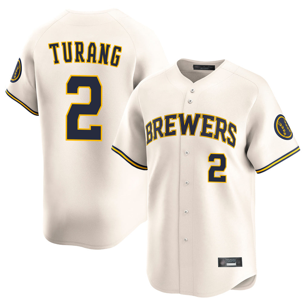 Choea M.Brewers #2 Brice Turang Player Cream Home Limited Game Stitched Jerseys