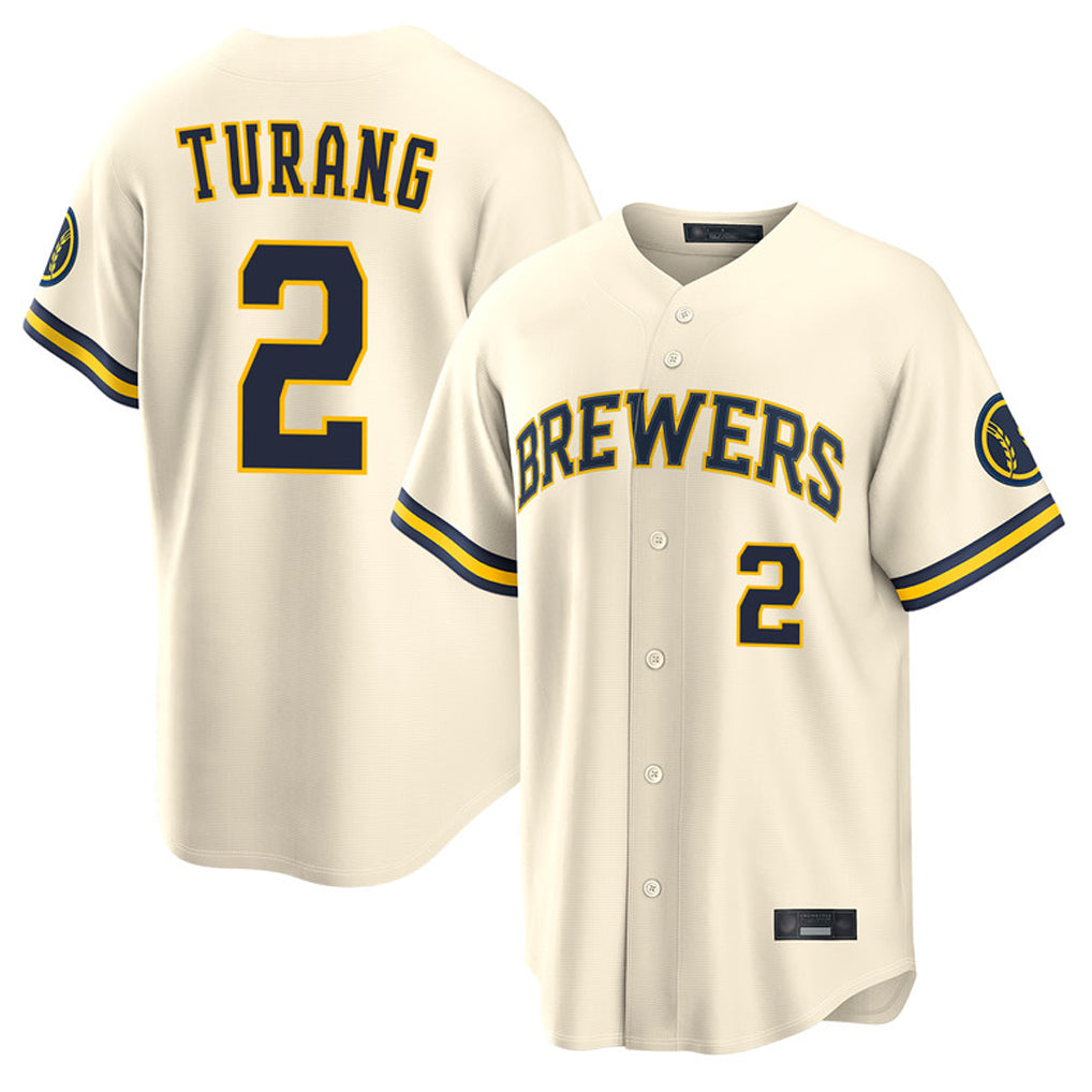 Choea M.Brewers #2 Brice Turang Player Cream Home Limited Stitched Jerseys