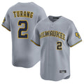 Choea M.Brewers #2 Brice Turang Player Gray Home Limited Stitched Jerseys