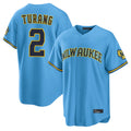 Choea M.Brewers #2 Brice Turang Player Light Blue Road Stadium Game Stitched Jerseys