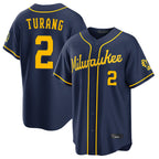 Choea M.Brewers #2 Brice Turang Player Navy Home Stadium Game Stitched Jerseys