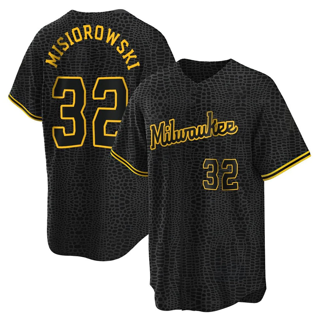 Choea M.Brewers #32 Jacob Misiorowski Player Black Snake Skin City Home Game Stitched Jerseys