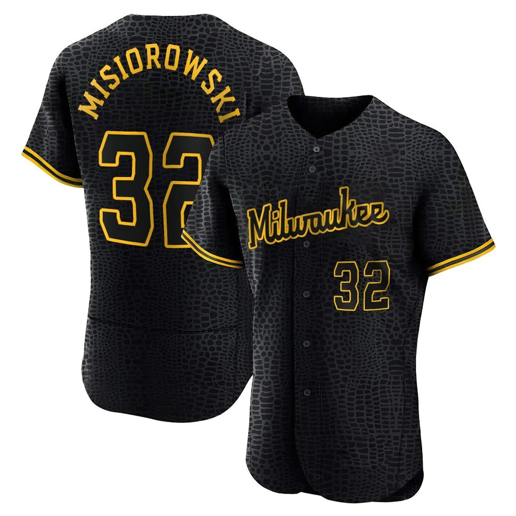 Choea M.Brewers #32 Jacob Misiorowski Player Black Snake Skin City Home Limited Elite Stitched Jerseys