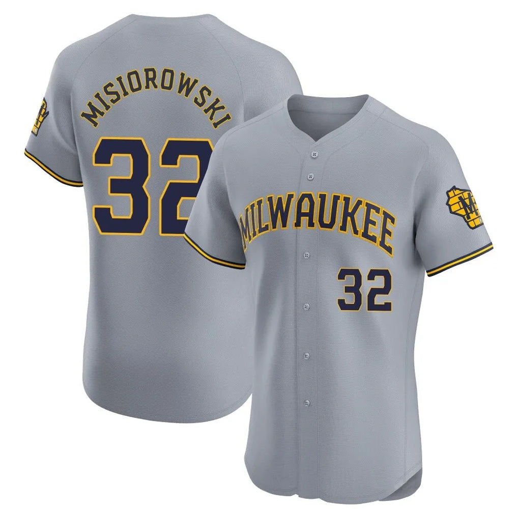 Choea M.Brewers #32 Jacob Misiorowski Player Gray Home Limited Elite Stitched Jerseys