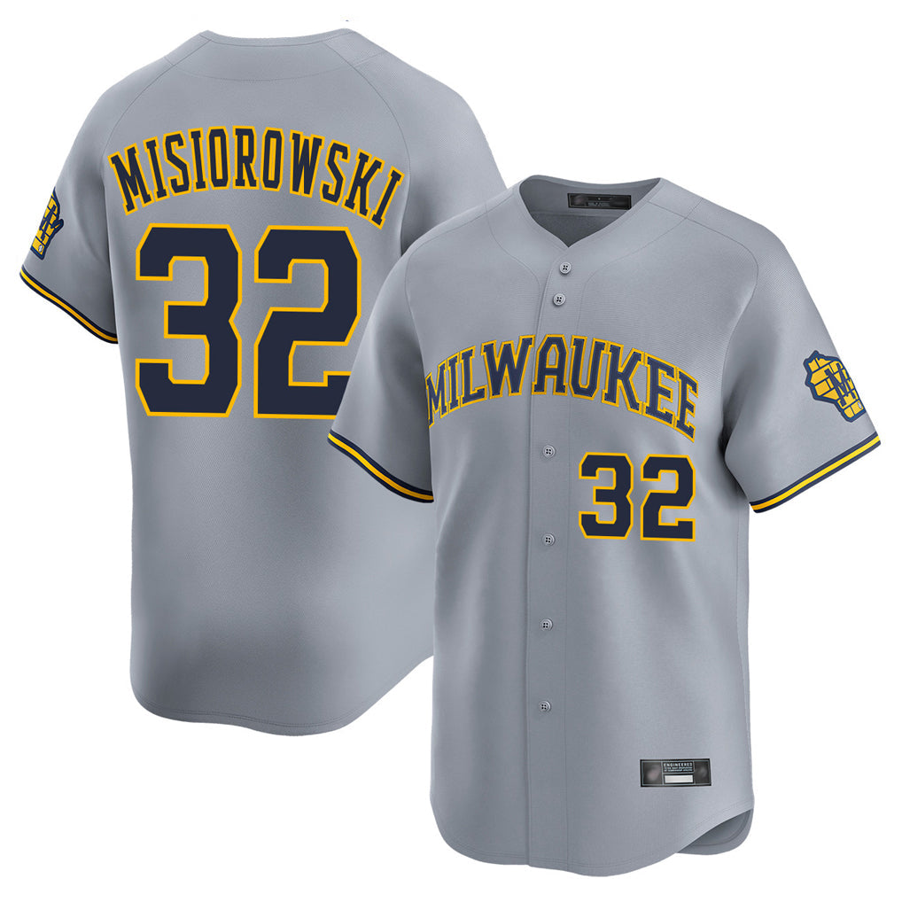 Choea M.Brewers #32 Jacob Misiorowski Player Gray Home Limited Stitched Jerseys