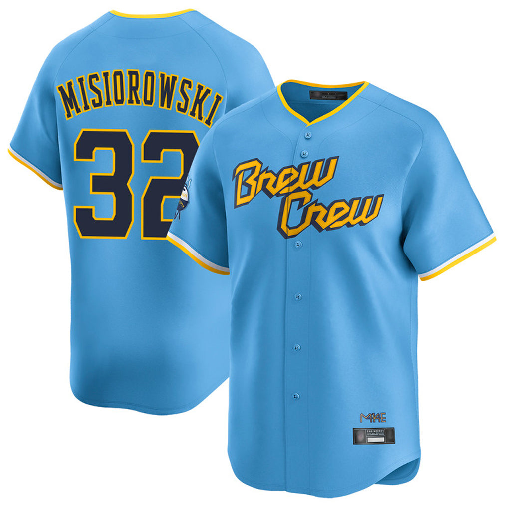 Choea M.Brewers #32 Jacob Misiorowski Player Light Blue City Connect Home Limited Stitched Jerseys