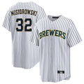 Choea M.Brewers #32 Jacob Misiorowski Player White Stripes Home Game Stitched Jerseys