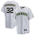 Choea M.Brewers #32 Jacob Misiorowski Player White Stripes Home Game Stitched Jerseys