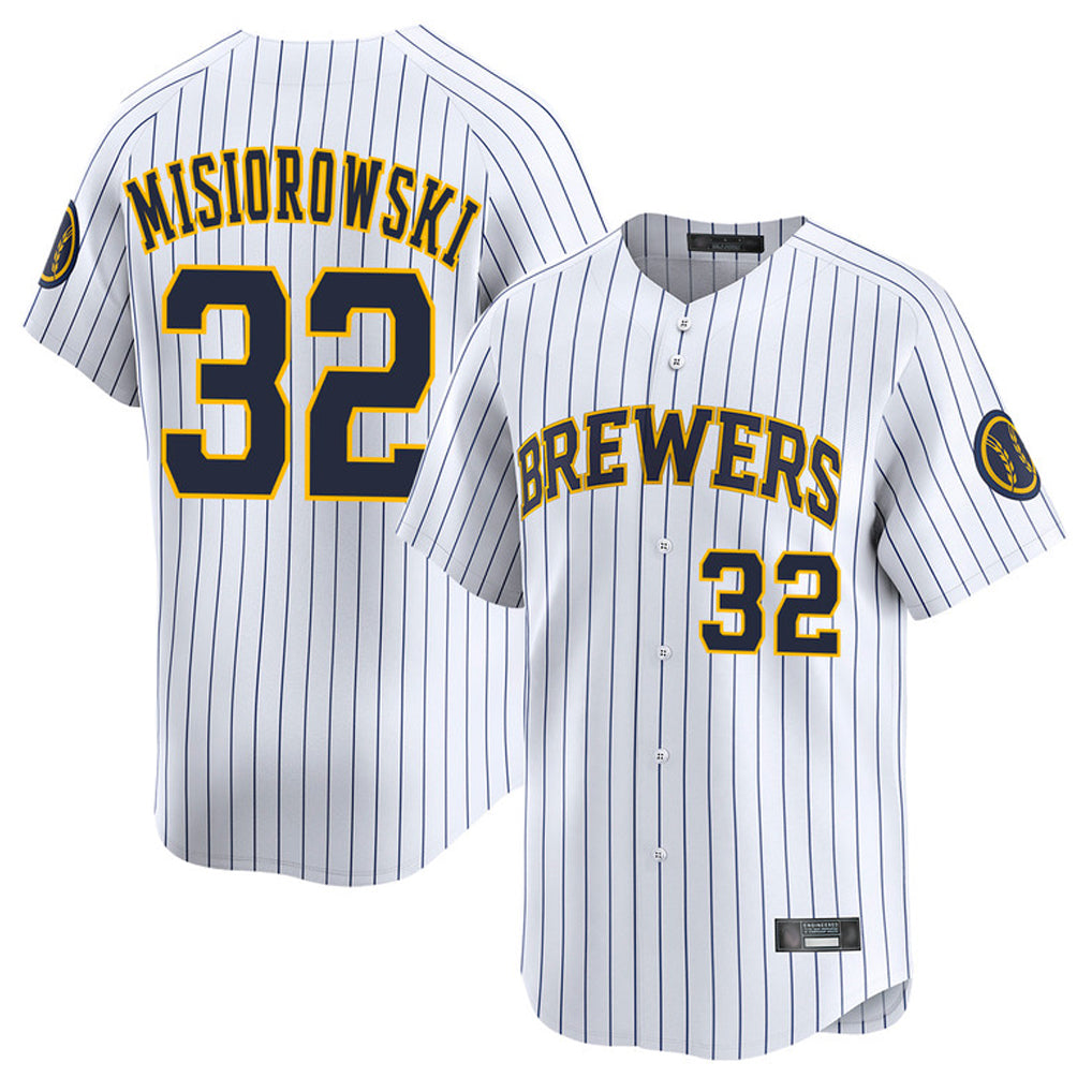 Choea M.Brewers #32 Jacob Misiorowski Player White Stripes Home Limited Game Stitched Jerseys