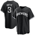 Choea M.Brewers #3 Joey Ortiz Player Black Game Home Stitched Jerseys