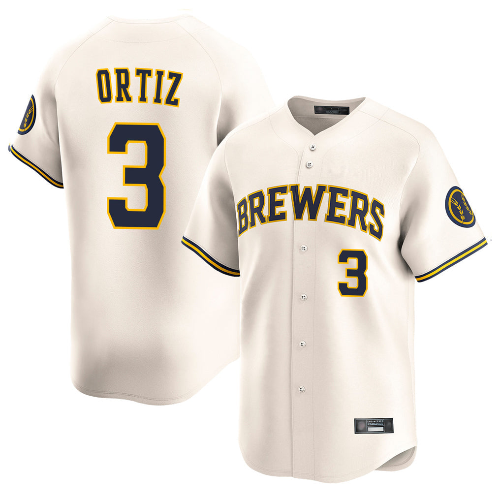 Choea M.Brewers #3 Joey Ortiz Player Cream Home Limited Game Stitched Jerseys