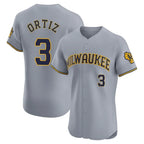 Choea M.Brewers #3 Joey Ortiz Player Gray Home Limited Elite Stitched Jerseys