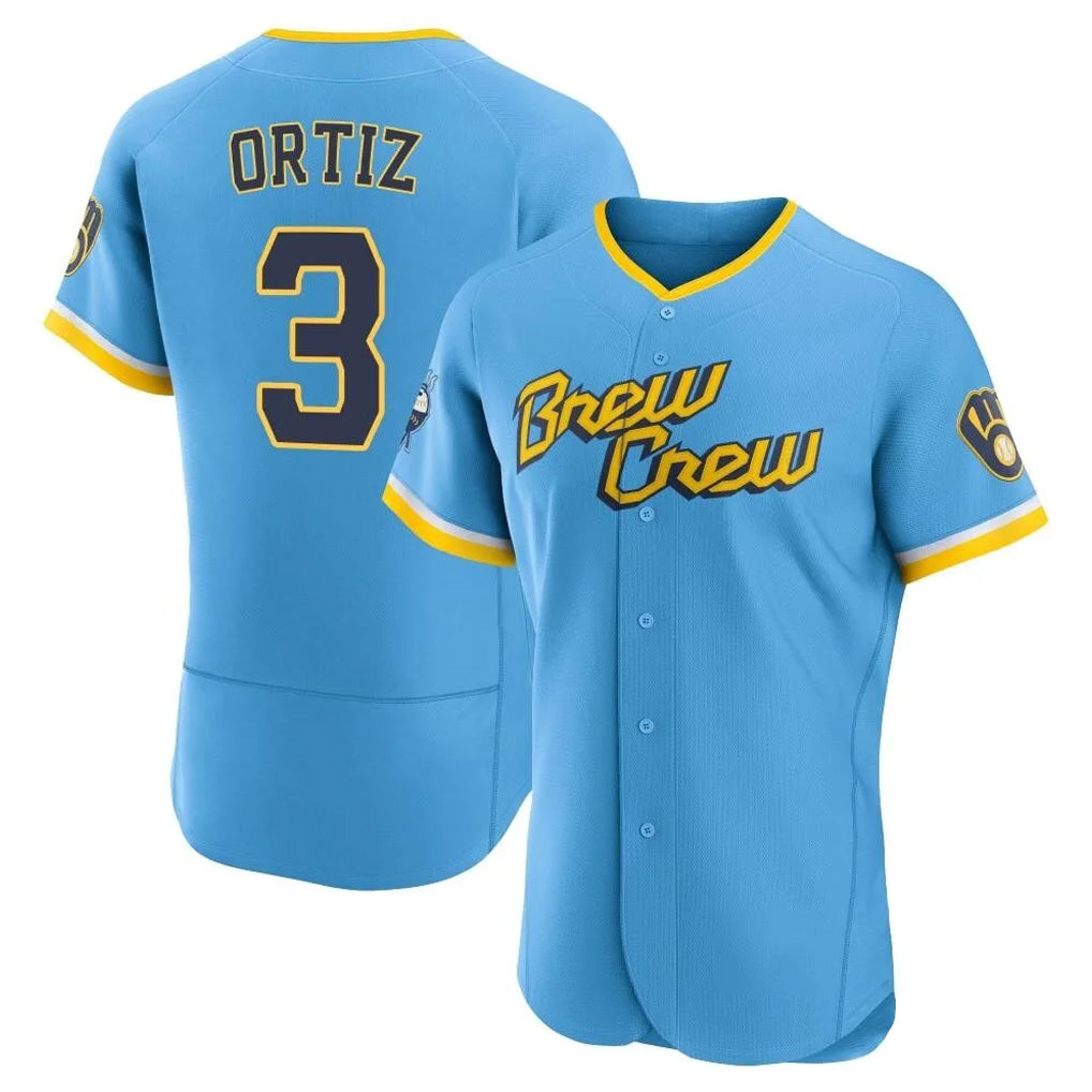 Choea M.Brewers #3 Joey Ortiz Player Light Blue City Connect Home Limited Elite Stitched Jerseys
