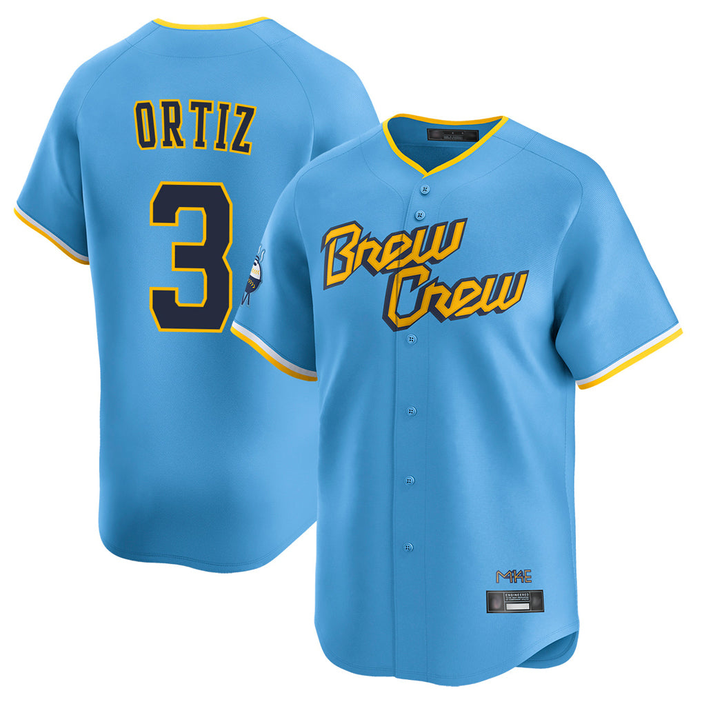 Choea M.Brewers #3 Joey Ortiz Player Light Blue City Connect Home Limited Stitched Jerseys