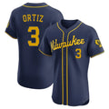 Choea M.Brewers #3 Joey Ortiz Player Navy Home Limited Elite Stitched Jerseys