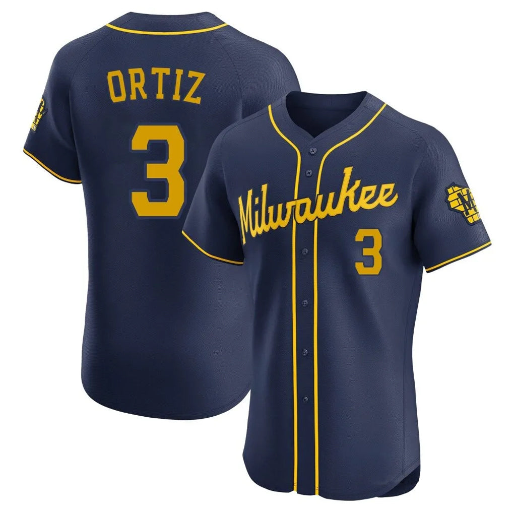 Choea M.Brewers #3 Joey Ortiz Player Navy Home Limited Elite Stitched Jerseys