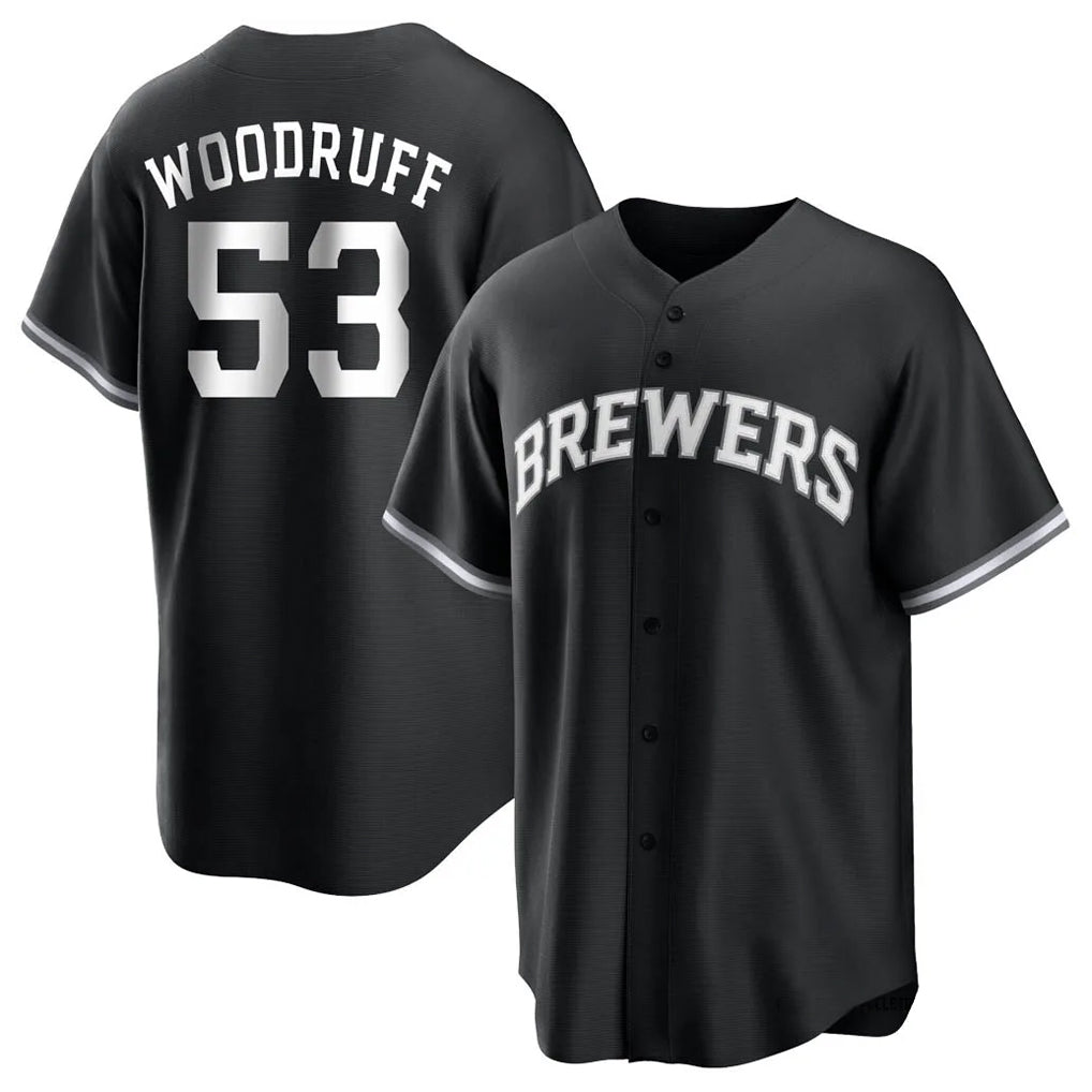 Choea M.Brewers #53 Brandon Woodruff Player Black Game Home Stitched Jerseys