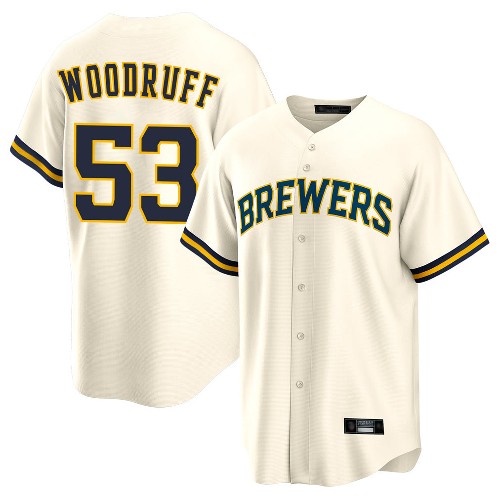 Choea M.Brewers #53 Brandon Woodruff Player Cream Home Game Stitched Jerseys