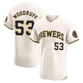 Choea M.Brewers #53 Brandon Woodruff Player Cream Home Limited Elite Stitched Jerseys