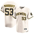 Choea M.Brewers #53 Brandon Woodruff Player Cream Home Limited Game Stitched Jerseys