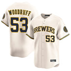 Choea M.Brewers #53 Brandon Woodruff Player Cream Home Limited Game Stitched Jerseys