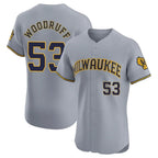 Choea M.Brewers #53 Brandon Woodruff Player Gray Home Limited Elite Stitched Jerseys